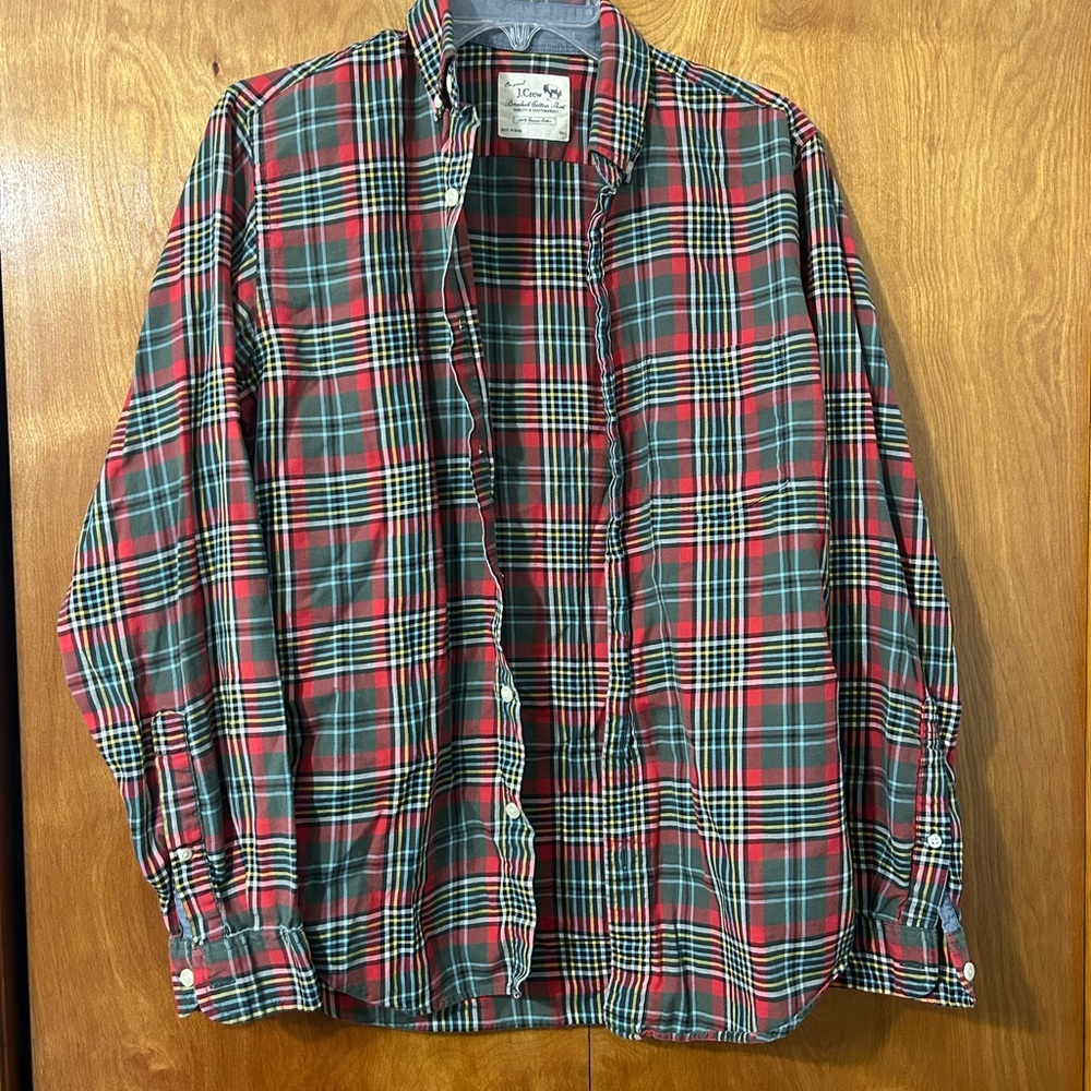 J. Crew Red and Green Plaid Button-Down Shirt
